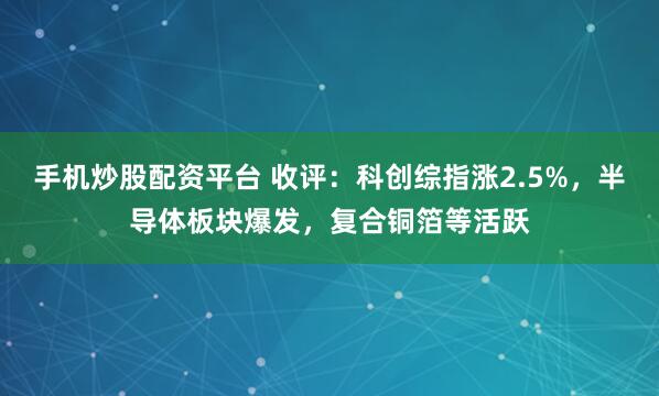 手机炒股配资平台 收评：科创综指涨2.5%，半导体板块爆发，复合铜箔等活跃